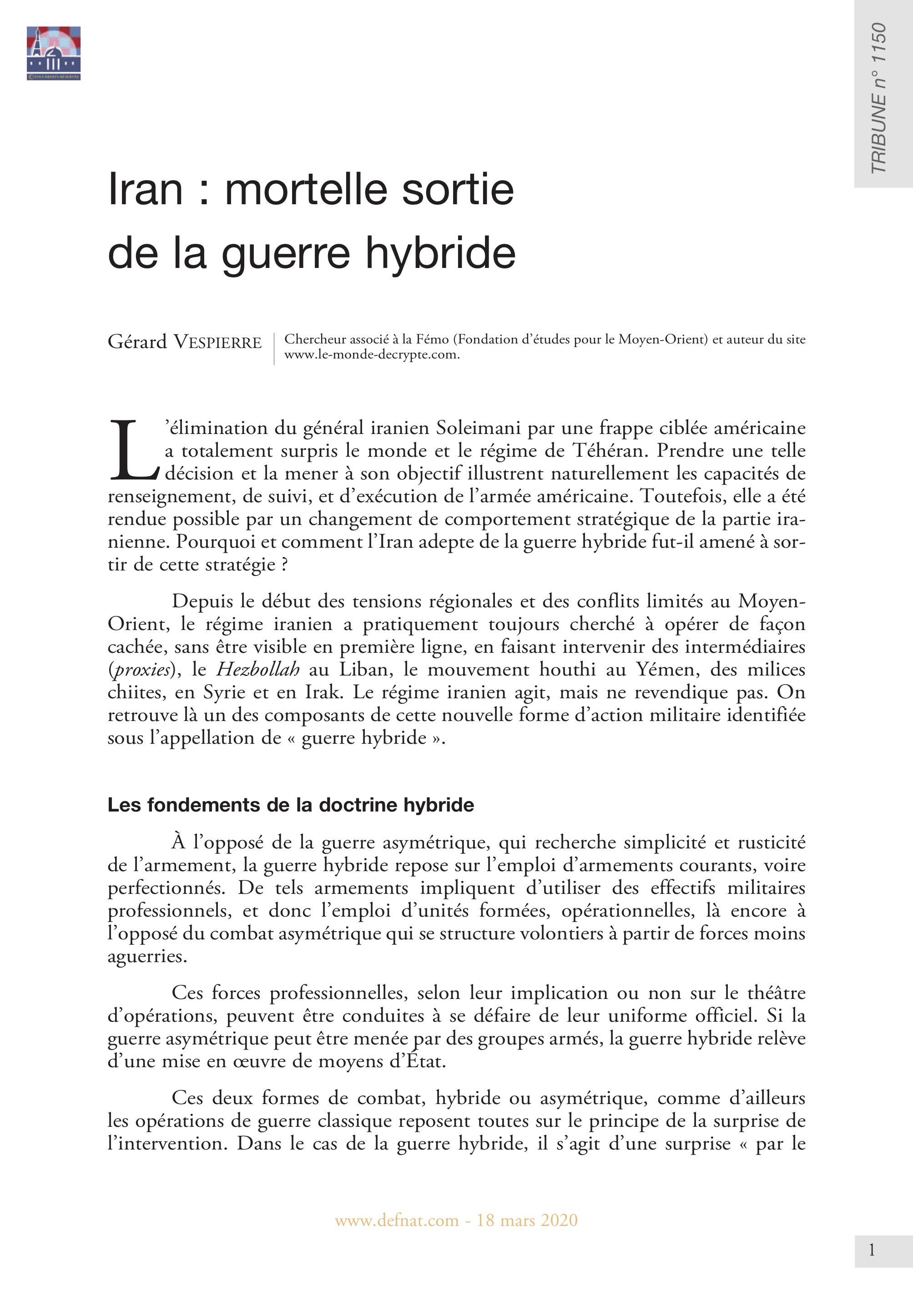 Iran : mortelle sortie de la guerre hybride (T 1150)
